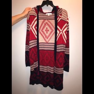 Hooded cardigan sweater